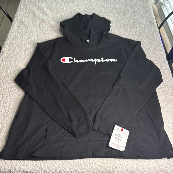 Champion Other - Champion Black Long Sleeve Light Weight Tee With Hood Athleticwear